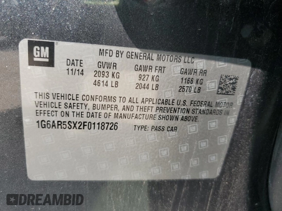 2015 Cadillac CTS Luxury RWD z VIN 1G6AR5SX2F0118726, wystawiony jako Copart lot #59198185 z przebiegiem 106 604 mil mil oraz Szkoda całkowita • Salvage title. Historia ofert i sprzedaży dostępna na DreamBid. Obrazek 12.