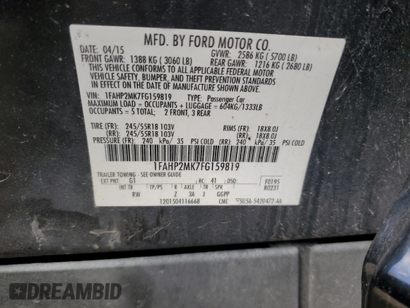 2015 Ford Police Interceptor with VIN 1FAHP2MK7FG159819, listed as a Copart auction lot 53123975 with 136,518 mi miles and Salvage title. Bid and sale history available at DreamBid. Image 12.