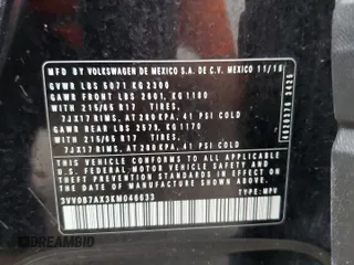 2019 Volkswagen Tiguan S z VIN 3VV0B7AX3KM046633, wystawiony jako Copart lot #57312875 z przebiegiem 134 207 mil mil oraz Szkoda całkowita • Salvage title. Historia ofert i sprzedaży dostępna na DreamBid. Obrazek 13.