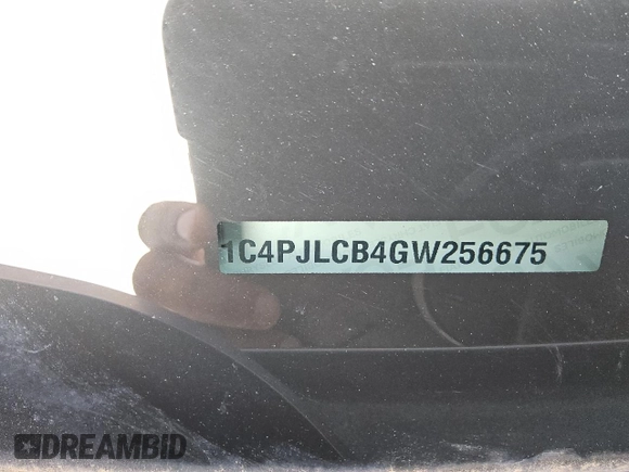 2016 Jeep Cherokee 75th Anniversary with VIN 1C4PJLCB4GW256675, listed as a Copart auction lot 58152665 with 154,796 mi miles and Clean title. Bid and sale history available at DreamBid. Image 13.
