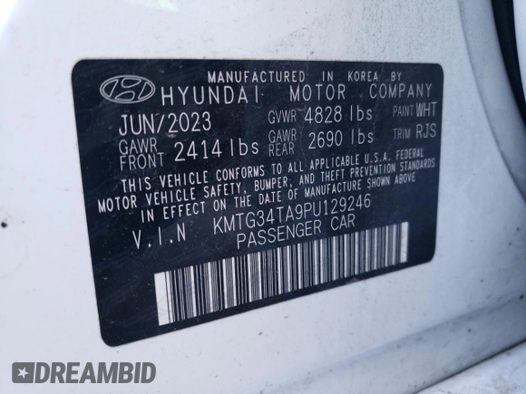 2023 Genesis G70 2.0T with VIN KMTG34TA9PU129246, listed as a Copart auction lot 60851434 with 12,407 mi miles and Non Repairable. Bid and sale history available at DreamBid. Image 13.