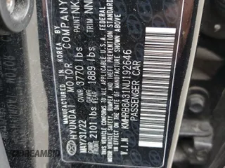 2022 Hyundai Venue SE z VIN KMHRB8A31NU192646, wystawiony jako Copart lot #57882115 z przebiegiem 64 683 mil mil oraz Szkoda całkowita • Salvage title. Historia ofert i sprzedaży dostępna na DreamBid. Obrazek 13.