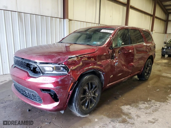 2021 Dodge Durango GT Plus with VIN 1C4RDJDG8MC750565, listed as a Copart auction lot 43434765 with 21,770 mi miles and Salvage Title. Bid and sale history available at carsss.com. Image 1.
