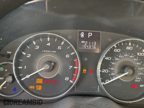 2012 Subaru Outback Limited with VIN 4S4BRCKC5C3290533, listed as a IAAI auction lot 42789923 with 194,376 mi miles and . Bid and sale history available at DreamBid. Image 7.