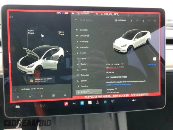 2022 Tesla Model Y Performance with VIN 7SAYGDEF7NF311990, listed as a Copart auction lot 43705395 with 25,651 mi miles and Salvage Title. Bid and sale history available at DreamBid. Image 9.