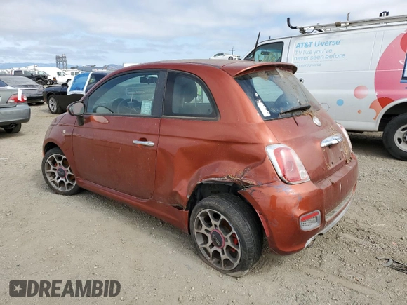 2012 FIAT 500 Sport with VIN 3C3CFFBR6CT102988, listed as a Copart auction lot 60181465 with 132,512 mi miles and Clean title. Bid and sale history available at DreamBid. Image 2.