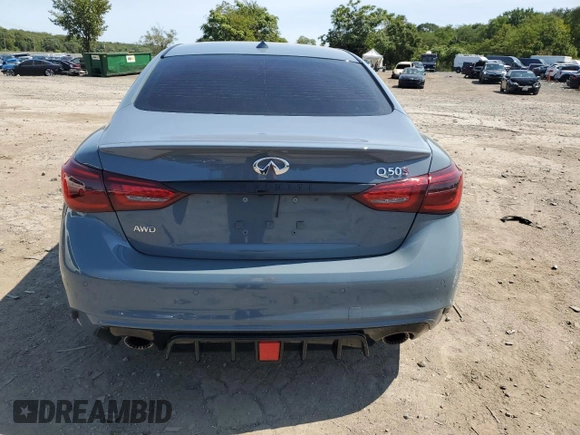 2022 Infiniti Q50 Red Sport 400 with VIN JN1FV7DR4NM390178, listed as a Copart auction lot 69999424 with 27,794 mi miles and Salvage title. Bid and sale history available at DreamBid. Image 6.
