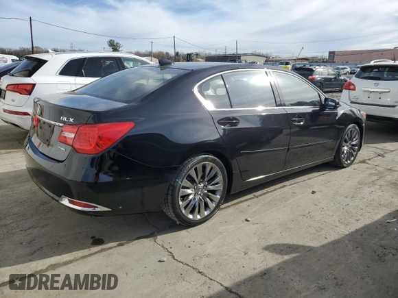 2016 Acura RLX Tech Pkg with VIN JH4KC1F56GC001735, listed as a Copart auction lot 80839074 with 100,452 mi miles and Salvage Title. Bid and sale history available at carsss.com. Image 3.