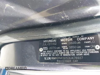 2003 Hyundai Elantra GLS z VIN KMHDN45D53U476937, wystawiony jako IAAI lot #42286976 z przebiegiem Nie podano mil oraz . Historia ofert i sprzedaży dostępna na DreamBid. Obrazek 9.