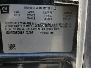 2011 Buick LaCrosse CXL with VIN 1G4GD5ED9BF193997, listed as a Copart auction lot 51745925 with 162,436 mi miles and Salvage Title. Bid and sale history available at carsss.com. Image 12.