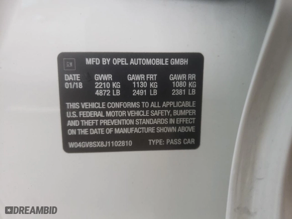 2018 Buick Regal TourX Essence with VIN W04GV8SX8J1102810, listed as a Copart auction lot 41431955 with 22,503 mi miles and Salvage Title. Bid and sale history available at carsss.com. Image 12.
