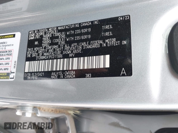 2023 Lexus RX 350h с VIN 2T2BBMCA1PC011986, выставлен на аукционе IAAI как лот 42153668 с пробегом Не указан миль и . История ставок и продаж доступна на DreamBid. Изображение 9.