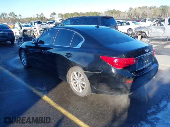 2015 Infiniti Q50 with VIN JN1BV7AP2FM332850, listed as a IAAI auction lot 41345734 with 197,874 mi miles. Bid and sale history available at carsss.com. Image 3.