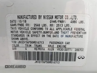 2019 Infiniti Q50 3.0t LUXE with VIN JN1EV7AP5KM514713, listed as a IAAI auction lot 41528021 with 90,306 mi miles. Bid and sale history available at carsss.com. Image 9.