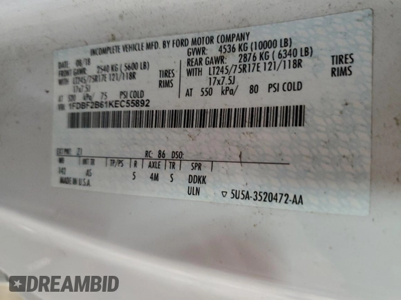 2019 Ford Super Duty F-250 SRW XL with VIN 1FDBF2B61KEC55892, listed as a Copart auction lot 49674695 with 137,749 mi miles and Non Repairable. Bid and sale history available at carsss.com. Image 12.