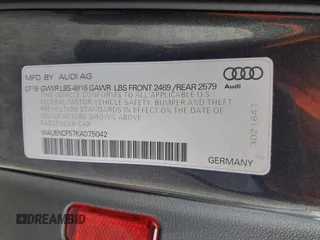 2019 Audi A5 Sportback Premium Plus with VIN WAUENCF57KA075042, listed as a Copart auction lot 80469903 with 0 mi miles. Bid and sale history available at carsss.com. Image 14.