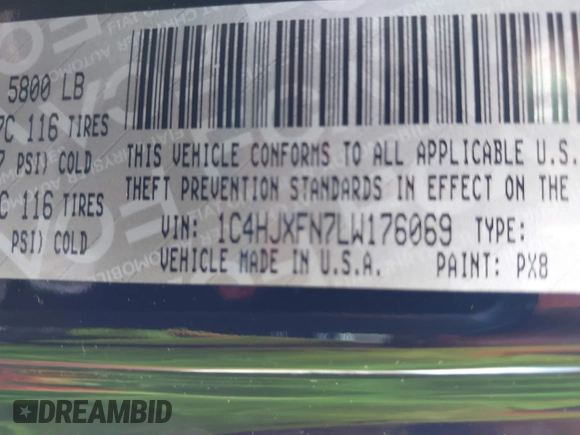 2020 Jeep Wrangler Unlimited Rubicon с VIN 1C4HJXFN7LW176069, выставлен на аукционе IAAI как лот 41575766 с пробегом 57 830 миль миль и . История ставок и продаж доступна на DreamBid. Изображение 9.