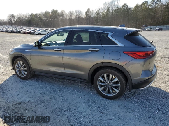 2021 Infiniti QX50 Luxe with VIN 3PCAJ5BA1MF126377, listed as a Copart auction lot 47115455 with 12,497 mi miles and Salvage title. Bid and sale history available at DreamBid. Image 2.