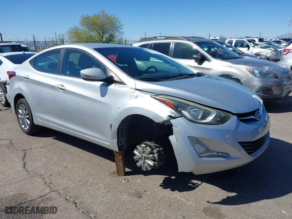 2016 Hyundai Elantra SE with VIN 5NPDH4AE7GH654504, listed as a IAAI auction lot 41824001 with 99,468 mi miles. Bid and sale history available at carsss.com. Image 1.