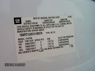 2007 GMC Yukon SLT with VIN 1GKFC13J97J106578, listed as a Copart auction lot 52155905 with 206,014 mi miles and Salvage Title. Bid and sale history available at carsss.com. Image 13.