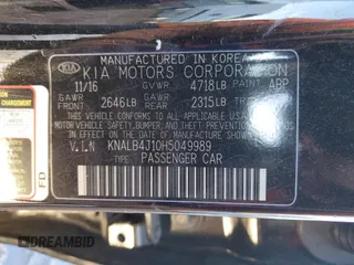 2017 Kia Cadenza Premium with VIN KNALB4J10H5049989, listed as a Copart auction lot 45999635 with 103,427 mi miles and Salvage Title. Bid and sale history available at carsss.com. Image 14.