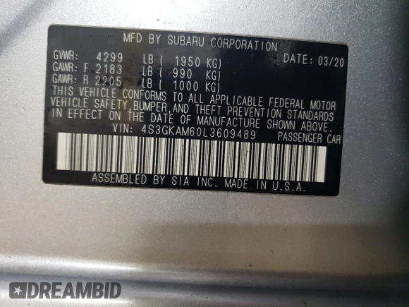 2020 Subaru Impreza Special Sports с VIN 4S3GKAM60L3609489, выставлен на аукционе Copart как лот 46622445 с пробегом 37 497 миль миль и Списание • Salvage title. История ставок и продаж доступна на DreamBid. Изображение 12.