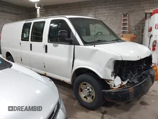 2012 Chevrolet Express Cargo Van with VIN 1GCWGGBA0C1100411, listed as a IAAI auction lot 41024219 with 197,251 mi miles. Bid and sale history available at carsss.com. Image 1.