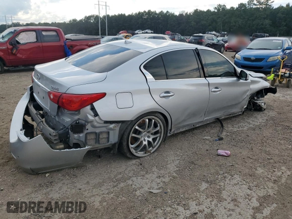 2014 Infiniti Q50 Premium with VIN JN1BV7AP9EM681650, listed as a Copart auction lot 62825004 with 136,959 mi miles and Salvage title. Bid and sale history available at DreamBid. Image 3.