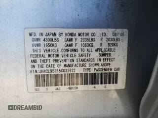 2005 Acura TSX z VIN JH4CL95815C032922, wystawiony jako Copart lot #71485294 z przebiegiem 224 178 mil mil oraz Czysty tytuł • Clean title. Historia ofert i sprzedaży dostępna na DreamBid. Obrazek 12.