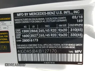 2018 Mercedes-Benz GLE 350 с VIN 4JGDA5JB4JB127170, выставлен на аукционе Copart как лот 59782105 с пробегом 81 468 миль миль и Списание • Salvage title. История ставок и продаж доступна на DreamBid. Изображение 14.