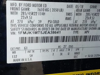 2018 Ford Expedition Max Platinum with VIN 1FMJK1MT5JEA38641, listed as a IAAI auction lot 42049736 with 95,093 mi miles and . Bid and sale history available at DreamBid. Image 9.