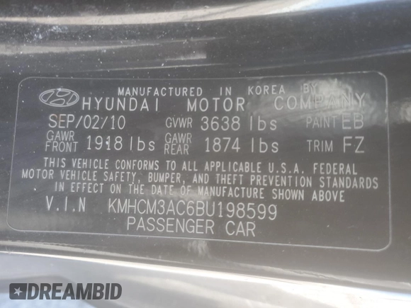 2011 Hyundai Accent GS z VIN KMHCM3AC6BU198599, wystawiony jako Copart lot #52154795 z przebiegiem 116 842 mil mil oraz Szkoda całkowita • Salvage title. Historia ofert i sprzedaży dostępna na DreamBid. Obrazek 12.