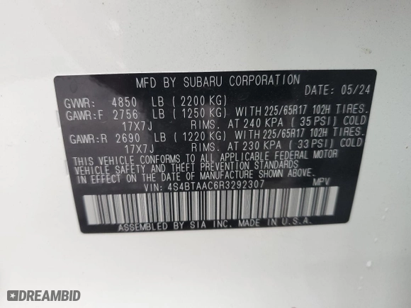 2024 Subaru Outback with VIN 4S4BTAAC6R3292307, listed as a Copart auction lot 71469764 with 3,126 mi miles and Salvage Title. Bid and sale history available at carsss.com. Image 13.