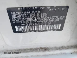 2016 Subaru Impreza z VIN JF1GJAA63GH011130, wystawiony jako IAAI lot #42283086 z przebiegiem 2 395 mil mil oraz . Historia ofert i sprzedaży dostępna na DreamBid. Obrazek 9.