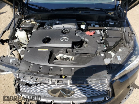 2019 Infiniti QX50 Luxe with VIN 3PCAJ5M11KF135820, listed as a Copart auction lot 58024215 with 64,340 mi miles and Salvage title. Bid and sale history available at DreamBid. Image 12.