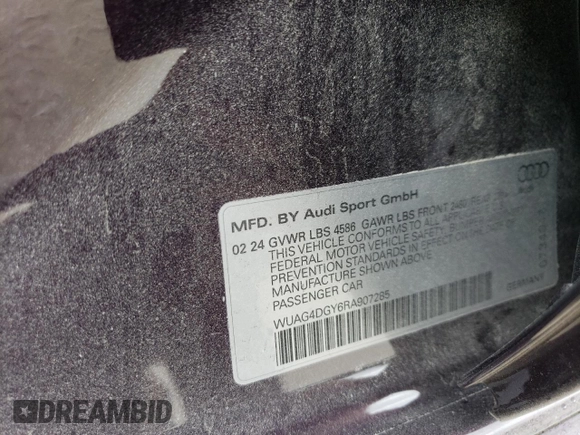 2024 Audi RS 3 with VIN WUAG4DGY6RA907285, listed as a Copart auction lot 59847024 with 636 mi miles and Non repairable. Bid and sale history available at DreamBid. Image 15.