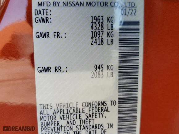 2022 Nissan Altima 2.5 SR with VIN 1N4BL4CV6NN323239, listed as a Copart auction lot 50129975 with 31,507 mi miles and Salvage Title. Bid and sale history available at carsss.com. Image 14.
