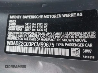2023 BMW 8 Series 840i with VIN WBADZ2C03PCM89675, listed as a IAAI auction lot 42301276 with 6,289 mi miles and . Bid and sale history available at DreamBid. Image 9.
