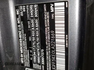 2020 Mercedes-Benz GLS with VIN 4JGFF5KE0LA221669, listed as a Copart auction lot 63554953 with 39,330 mi miles. Bid and sale history available at carsss.com. Image 12.