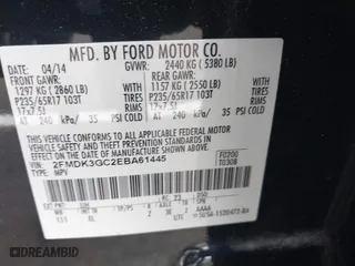 2014 Ford Edge SE with VIN 2FMDK3GC2EBA61445, listed as a IAAI auction lot 41962589 with 133,724 mi miles. Bid and sale history available at carsss.com. Image 9.