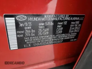 2023 Hyundai Santa Fe Hybrid Limited with VIN 5NMS5DA11PH003637, listed as a Copart auction lot 86084444 with 20,056 mi miles and Salvage Title. Bid and sale history available at carsss.com. Image 14.