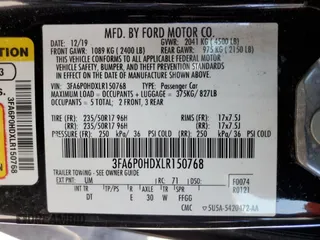 2020 Ford Fusion SE with VIN 3FA6P0HDXLR150768, listed as a Copart auction lot 57085365 with 141,855 mi miles and Salvage title. Bid and sale history available at DreamBid. Image 12.