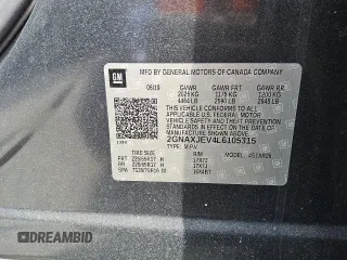 2020 Chevrolet Equinox LT with VIN 2GNAXJEV4L6105315, listed as a Copart auction lot 49784015 with 86,754 mi miles and Clean title. Bid and sale history available at DreamBid. Image 13.