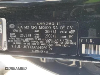 2017 Kia Forte LX with VIN 3KPFK4A77HE050159, listed as a Copart auction lot 48134215 with 0 mi miles and Salvage Title. Bid and sale history available at carsss.com. Image 15.