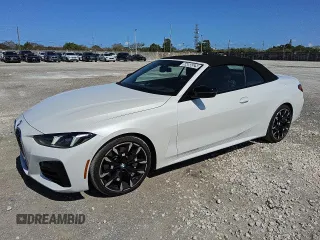 2025 BMW 4 Series 430i z VIN WBA33DB00SCT72025, wystawiony jako Copart lot #56056525 z przebiegiem 13 315 mil mil oraz Czysty tytuł • Clean title. Historia ofert i sprzedaży dostępna na DreamBid. Obrazek 1.