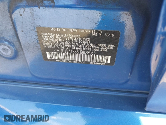 2017 Subaru WRX with VIN JF1VA1B66H9828965, listed as a IAAI auction lot 42057766 with 100,207 mi miles. Bid and sale history available at carsss.com. Image 9.