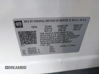 2024 GMC Terrain SLT with VIN 3GKALVEG6RL304937, listed as a IAAI auction lot 42209554 with 28,263 mi miles and . Bid and sale history available at DreamBid. Image 9.