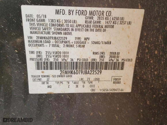 2018 Ford Flex Limited EcoBoost with VIN 2FMHK6DT9JBA22529, listed as a Copart auction lot 75932804 with 120,214 mi miles and Salvage Title. Bid and sale history available at carsss.com. Image 15.
