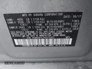 2017 Subaru Outback Premium z VIN 4S4BSAFC7H3415462, wystawiony jako IAAI lot #42687825 z przebiegiem 93 351 mil mil oraz . Historia ofert i sprzedaży dostępna na DreamBid. Obrazek 9.