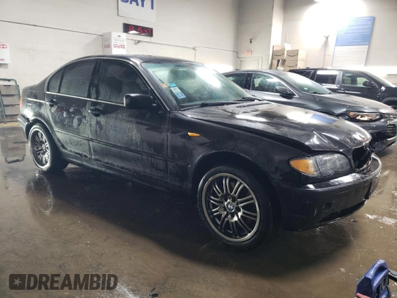 2004 BMW 3 Series 330xi with VIN WBAEW53434PN32952, listed as a Copart auction lot 44027245 with 128,785 mi miles and Salvage Title. Bid and sale history available at carsss.com. Image 4.